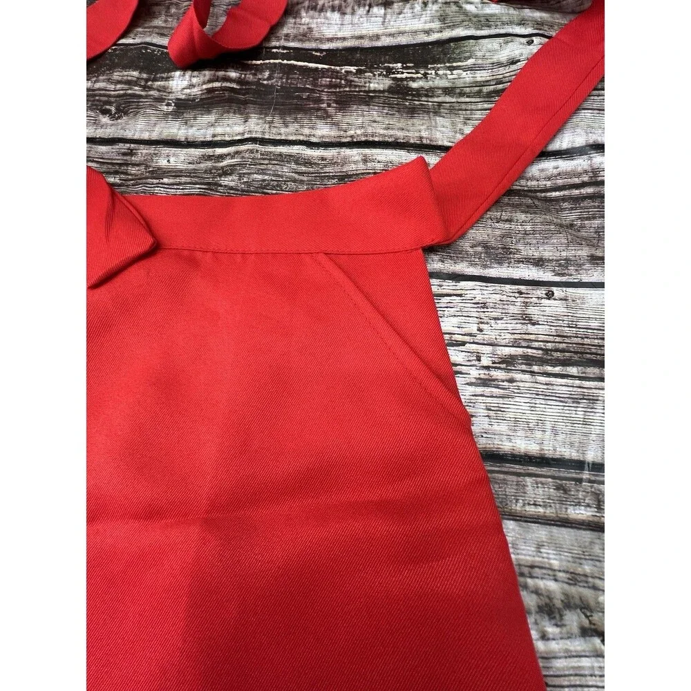 Half Bib Red Waist Apron Waitress Waiter Barista Workwear Costume